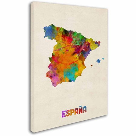 Trademark Fine Art "Spain Watercolor Map" Canvas A