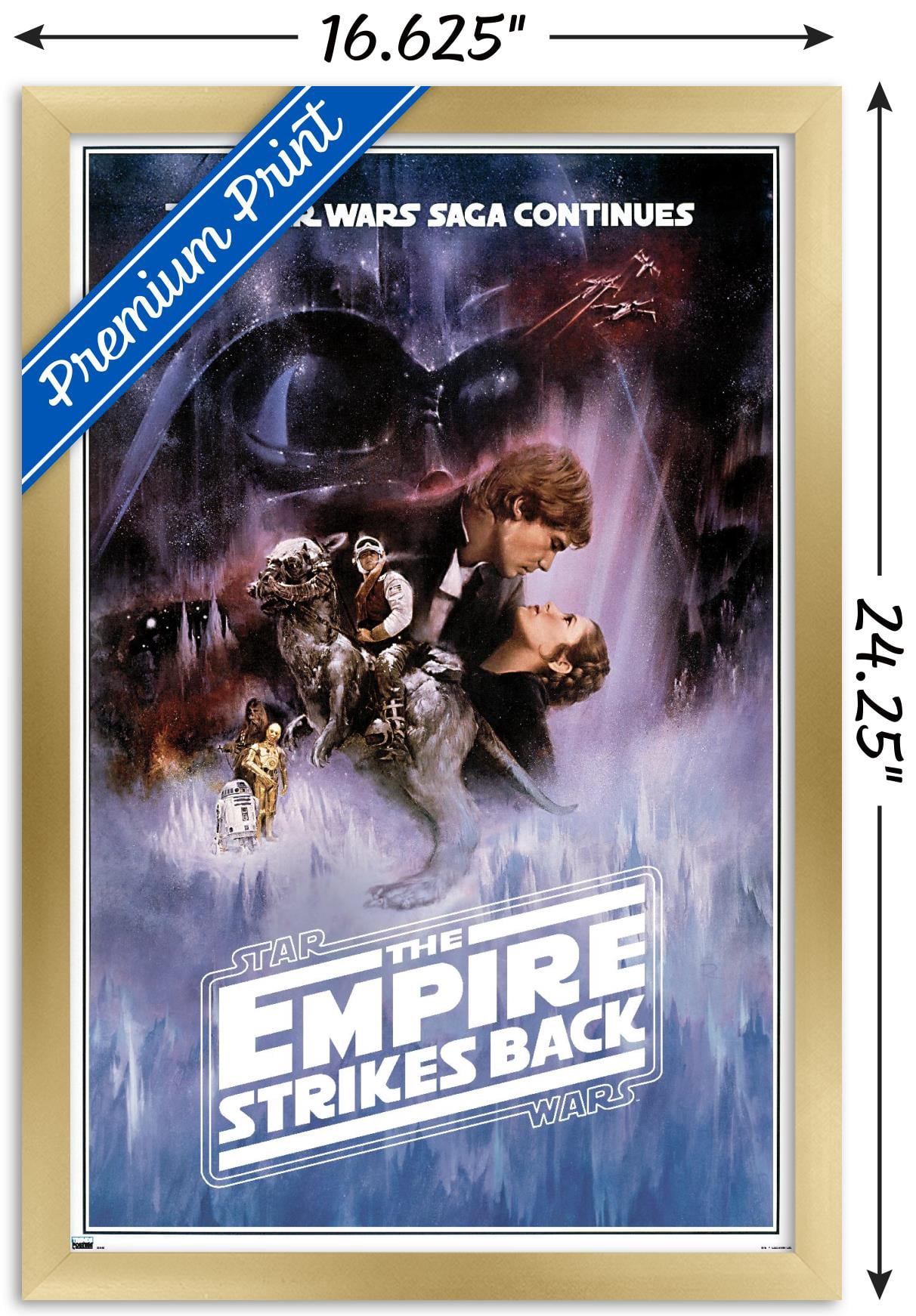 Star Wars: The Empire Strikes Back - One Sheet (No Billing Block) Wall Poster, 14.725" x 22.375" Framed