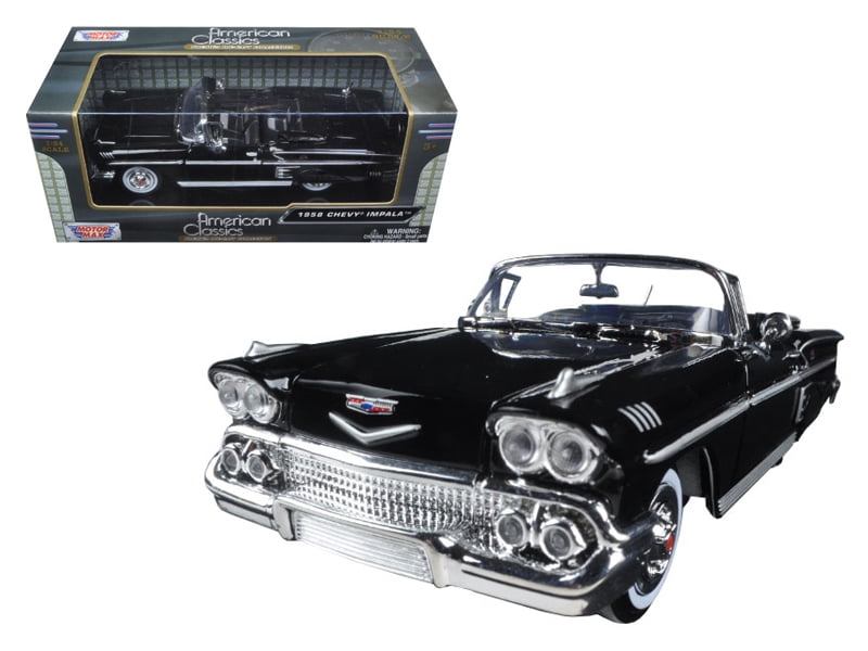 1958 Chevy Impala Die-cast Car 1:24 Jada Toys 8 inch White Walls BLACK in BOX 