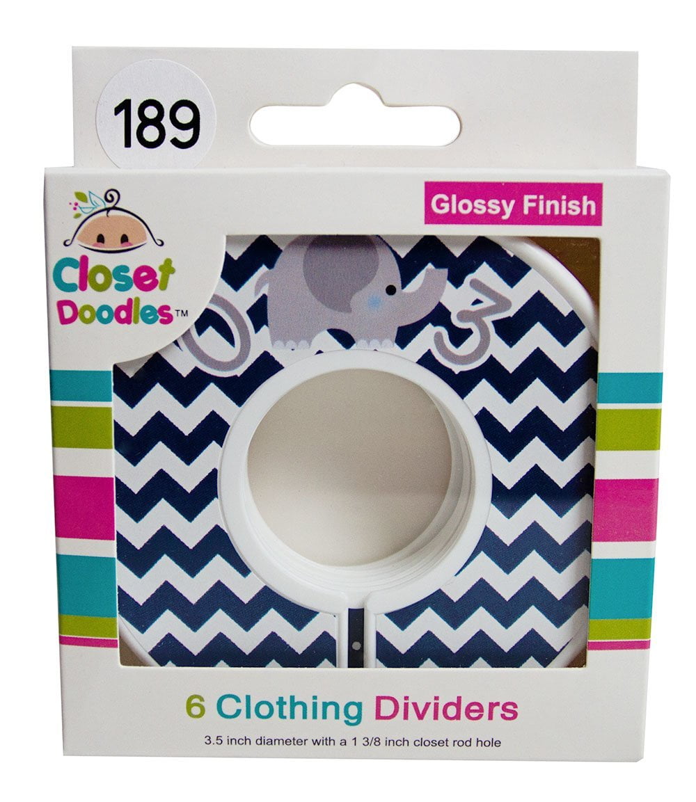 Closet Doodles C189 Elephant Navy Boy Baby Dividers Set Of 6 Departments