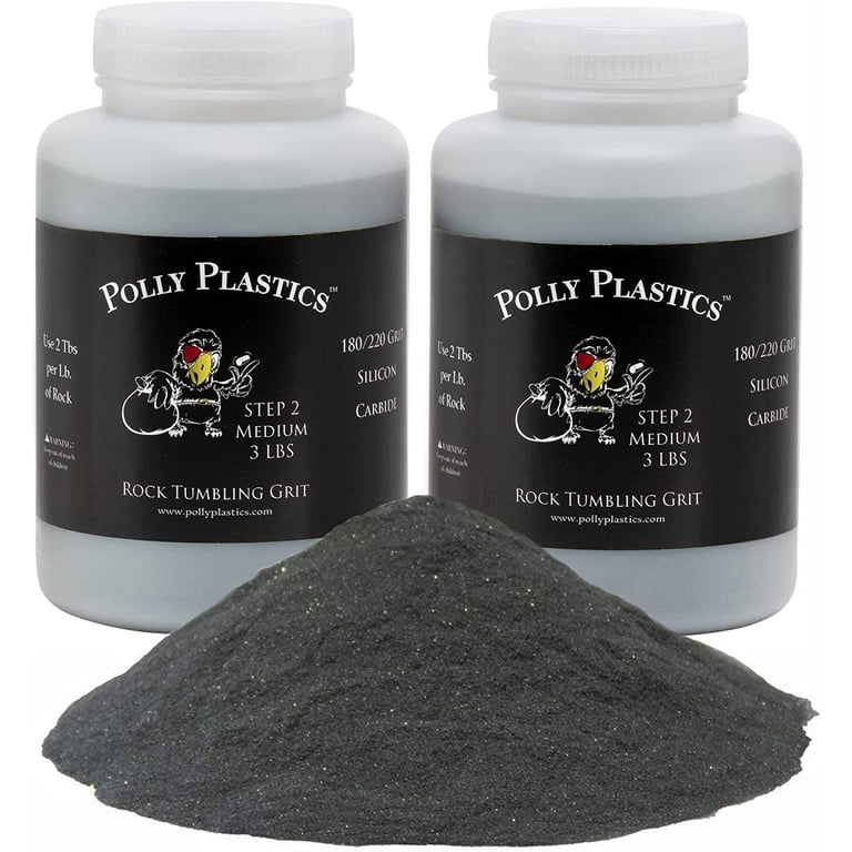 Polly Plastics Rock Tumbler Media Grit Refill, Medium 180/220 Silicon  Carbide Grit, Stage 2 for Tumbling Stones (2 Pack) (6 lb.) 