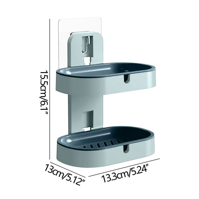Pompotops Bathroom Sink Soap Box Creative Punch-free Rack Home Wall-mounted Double-layer Soap Box Clearance