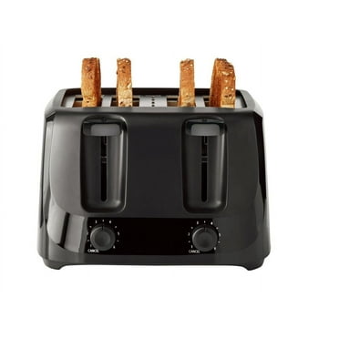 Mainstays 4-Slice Toaster Black with 6 Shade Settings and Removable Crumb Tray