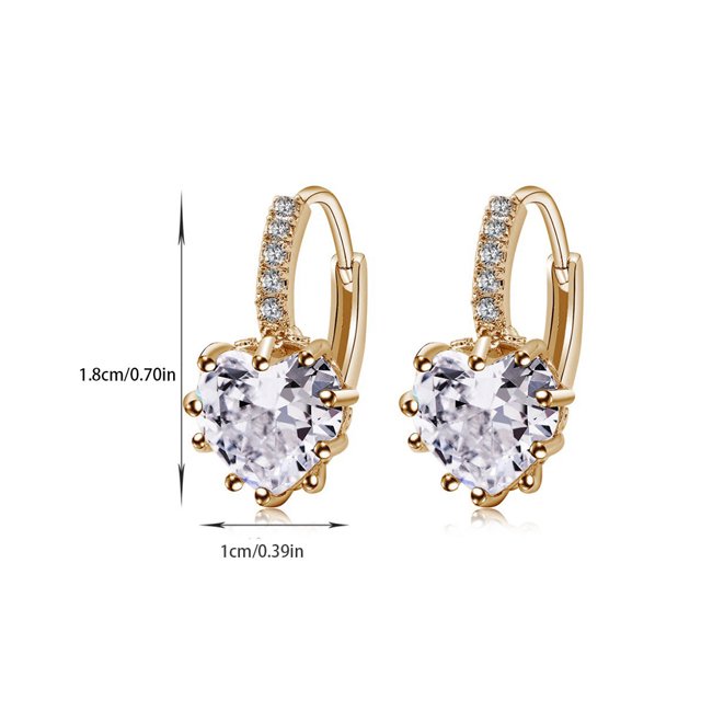mmirethe Trendy Hoop Earrings For Women Heart-shaped Rhinestone Accents Easy Matching Rhinestone Earrings style 12 1Set