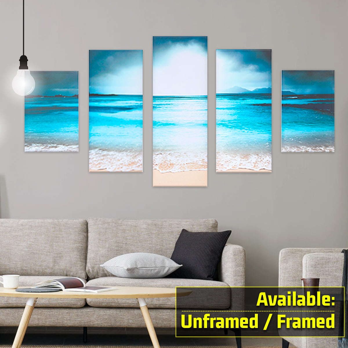 5 Panels Unframed Modern Canvas Art Oil Painting Picture Room Wall Hanging Decor