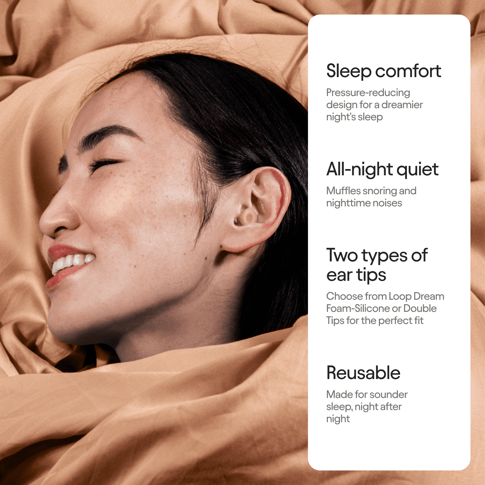 Loop Dream – Silicone/Memory Foam Earplugs for Sleep Comfort | Comfortable Ear Plugs for Muffling Snoring & Sleeping | Customized Fit | 27dB (SNR) Noise Reduction