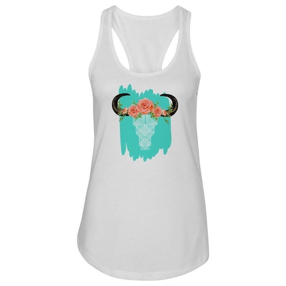 Horns And Flowers Racerback Tank Women -Image by Shutterstock, Female Medium