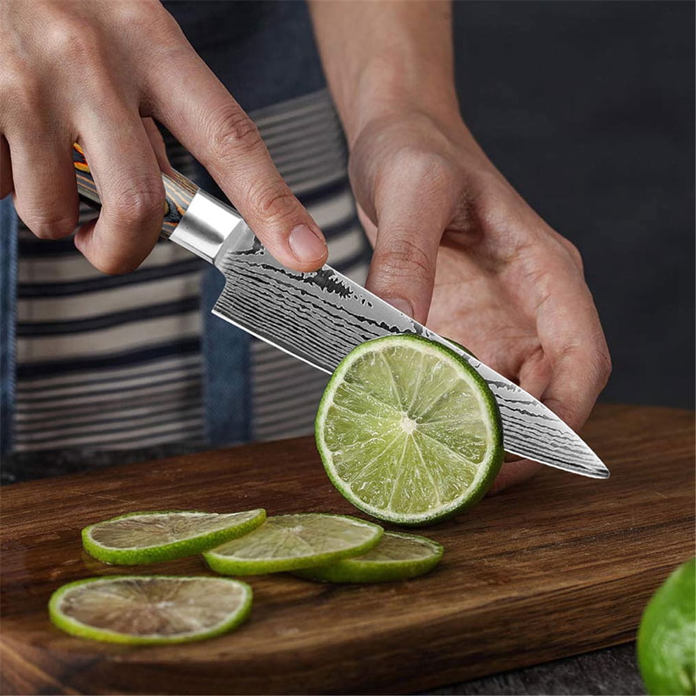 Japanese Chef Knife Set,Kitchen Knife Sets with 7" Santoku Knife,5" Santoku Slicing,5" Utility Knife,4" Paring Knife and Chicken Scissor