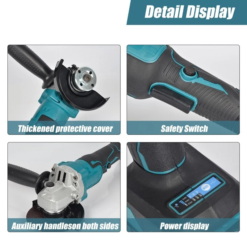 125mm Brushless Cordless Electric Angle Grinder Woodworking Polisher For Makita