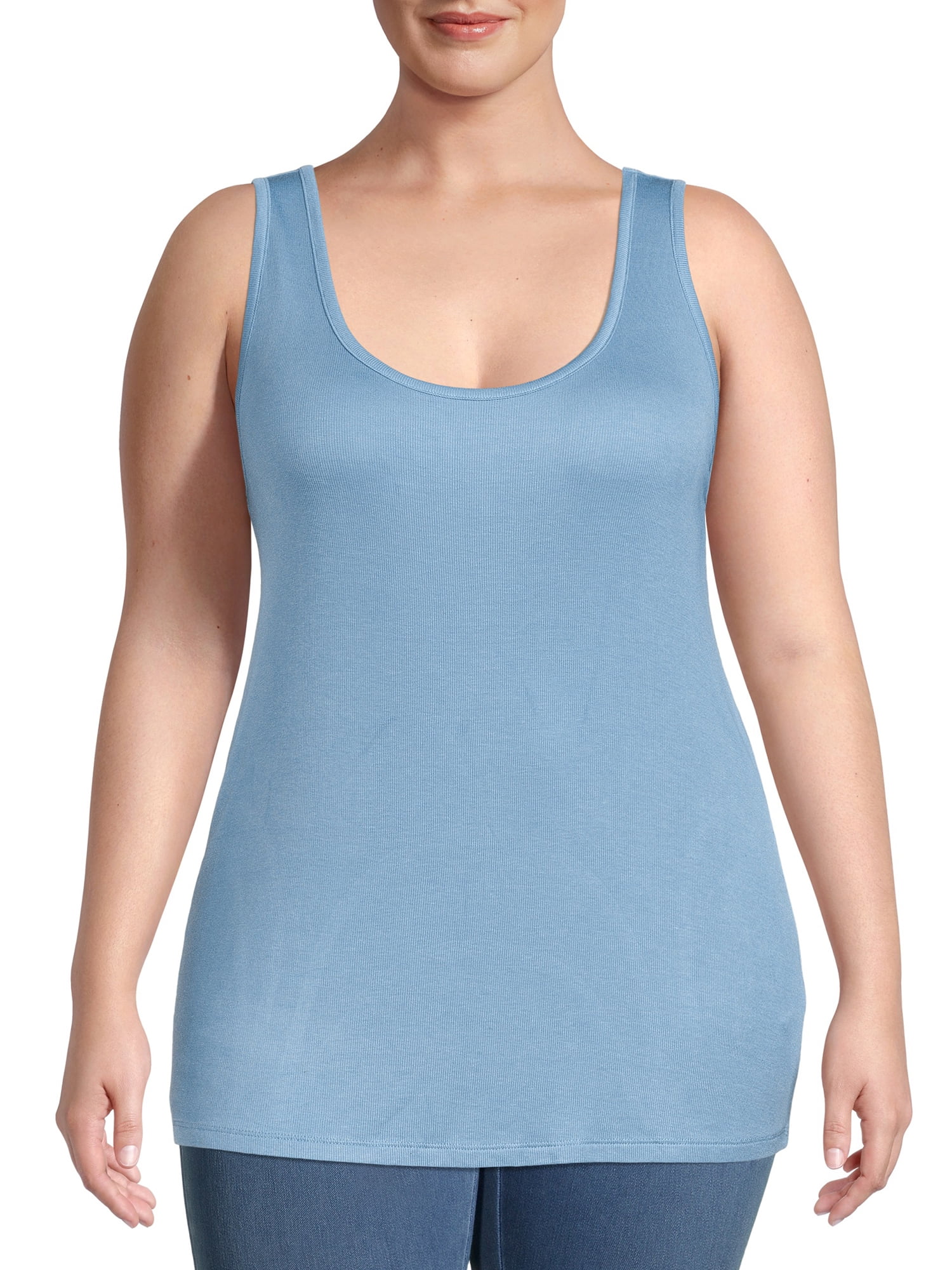 Womens Vest Tank Top Soft Cotton Lycra Ribbed Size XL 14 Aqua 