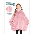 thumbnail image 3 of Bare Homey Kids Size Microplush Wearable Blanket, Round Trapezoid Pocket, Light Pink, 3 of 8