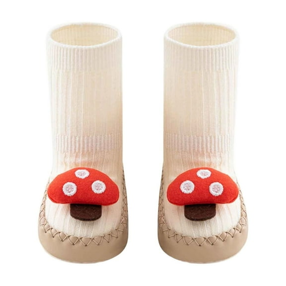 Huowey Toddler Shoes Lightweight Cozy Soft Sole Socks Cute Cartoon Graphic Breathable Shoes Baby Non- First Walking Footwear,Beige,6-12M