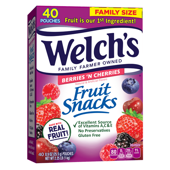 Welch's Family Size Berries 'n Cherries Fruit Snacks 40 ea