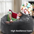 thumbnail image 4 of Large 3.5’ Bean Bag Chair for Kids, Teens, Adults, Memory Foam, Easy to Clean Washable Soft Suede Cover, Reinforced Zipper, Perfect for Living Room, Den, Bedroom, or Dorm, Dark Grey, 4 of 7