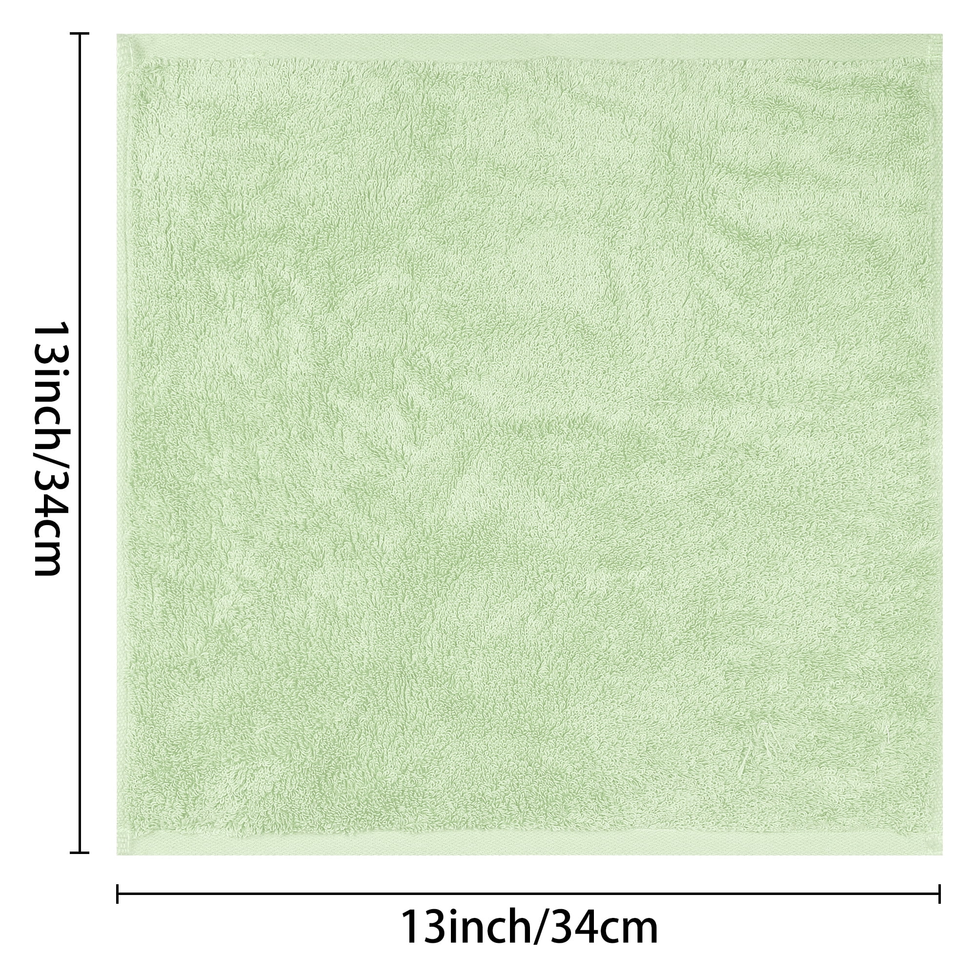 REGALWOVEN 6 Pack Cotton Washcloths, Solid Face Cloths, Absorbent and Quick Drying Towel for Bathroom Green 13" x 13"