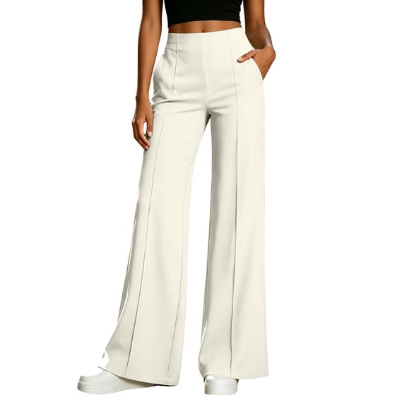 hoksml Pants for Women, High Waisted Wide Leg Dress Pants, Casual Work Trousers with Pockets
