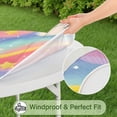 thumbnail image 5 of Dreamy Pastel Wave Pattern Round Fitted Tablecloth with Elastic Edge,Dining Table Cover Waterproof,Outdoor Round Tablecloth for Camping,Dining,Indoor and Outdoor, 5 of 7