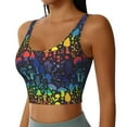 thumbnail image 2 of Fotbe Magical Mushrooms and Flowers Pattern Womens' Sports Bra Longline Wirefree Padded with Medium Support Sports Moisture-Wicking Workou Vest,Tank Top-Medium, 2 of 7