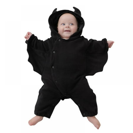 

SYNPOS 3-18 Months Infant Baby Girl Boy Halloween Bat Coaplay Hoodie Romper Little Devil Shape Onesie Jumpsuit