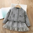 thumbnail image 2 of WRKEKC Girls Fall Outfits Long Sleeve Knit Cardigan and Sequin Tulle Mini Skirt 2 Piece Cute Dress Set for Girls 1 - 7 Years, 2 of 9