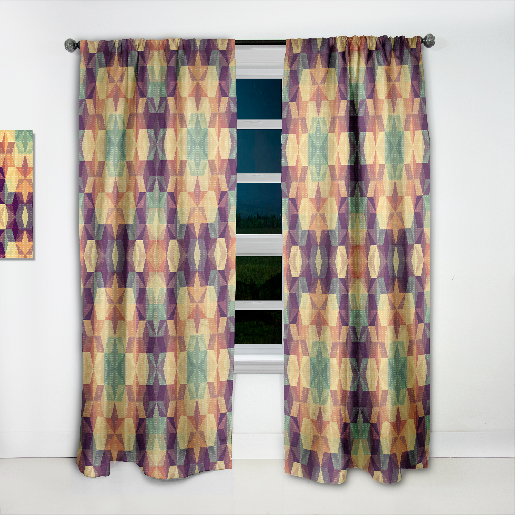 Designart 'Triangular Shapes Colourfields XXXI' Modern & Contemporary Curtain Panel