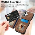 thumbnail image 3 of for iPhone 17 Phone Case Wallet with Card Holder,PU Leather Flip Folio Case,RFID Blocking Ring Holder Kickstand Wrist Strap Magnetic Protective Women Men Cover,Brown,For iPhone 17, 3 of 11