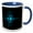 Blue/White, variant on 3drose, Turquoise Black Abstract Fractal Light Art, 15oz Two-tone Black Mug