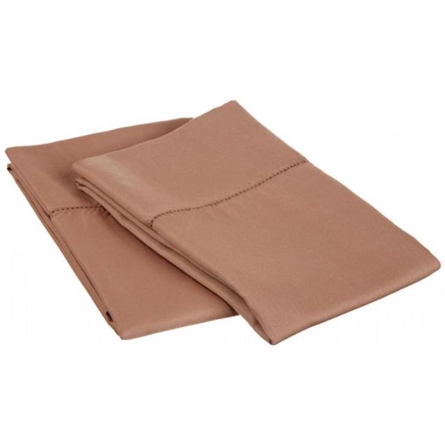 Cotton Rich 600 Thread Count Hem Stitch Pillowcase Set King-Taupe