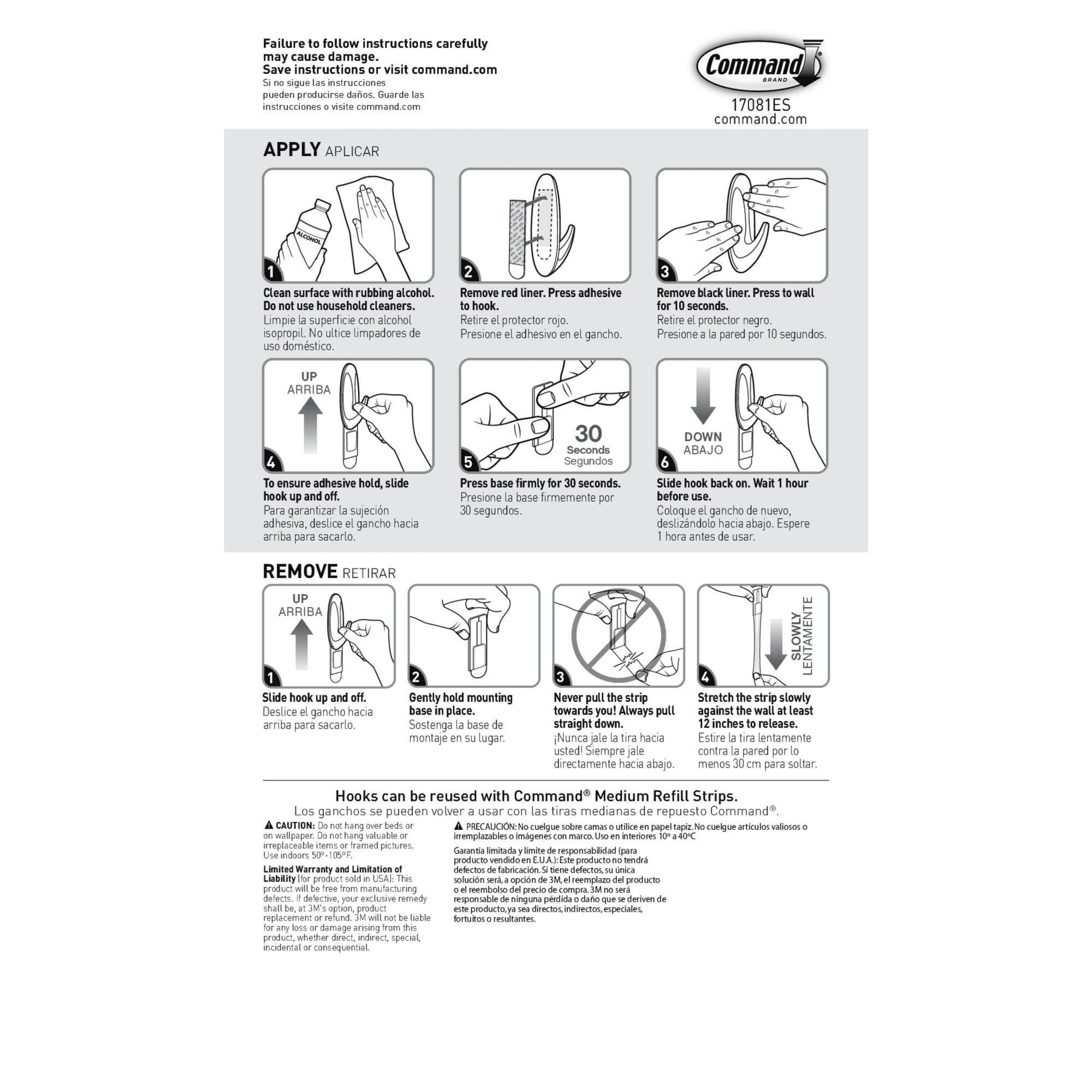 Command Designer Hooks, Medium, Brushed Nickel, 3-Hooks (17081BN-3ES)