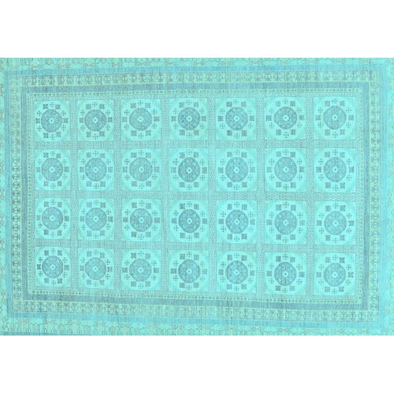 Ahgly Company Indoor Rectangle Abstract Light Blue Modern Area Rugs, 4' x 6'