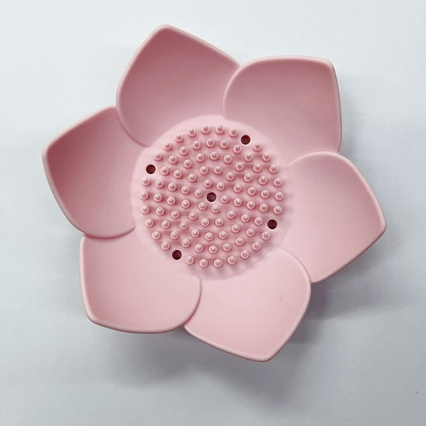Jaboneras de silicona con escurridor - Jabonera de baño con forma de loto para ducha - Jabonera para fregadero - Jabonera con forma floral para bañera (paquete de 1/4)