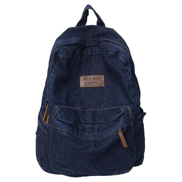 Mochilas vaqueras azules para mujer 100 algodon unisexo mochilas escolares de lona solida para ocio o viaje 2022 de gran capacidad Fivean unisex