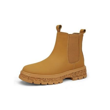 

Eloshman Womens Work Shoes Pull On Ankle Boots Round Toe Chelsea Boot Formal Casual Waterproof Booties Breathable Men s Yellow 6