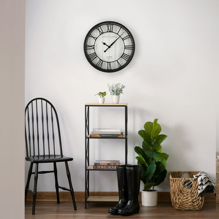 Better Homes & Gardens 20 Black and White Analog Round Raised Roman  Numerals Grill Wall Clock 