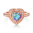 thumbnail image 2 of Gem Stone King 18K Rose Gold Plated Silver Mercury Mist Mystic Topaz and White Moissanite Heart Shape Ring for Women (1.62 Cttw, Available in Size 5, 6, 7, 8, 9), 2 of 4