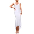 thumbnail image 1 of Vestido para mujer, sin mangas, con volantes, fiesta de cóctel, maxi, blanco, 1 of 6