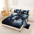 thumbnail image 2 of Feelyou Mountain Grey Dragon Queen Sheet Sets for Men Women Kids, Cartoon Western Wildlife Bed Set, Silver, 4 Pieces, 2 of 5