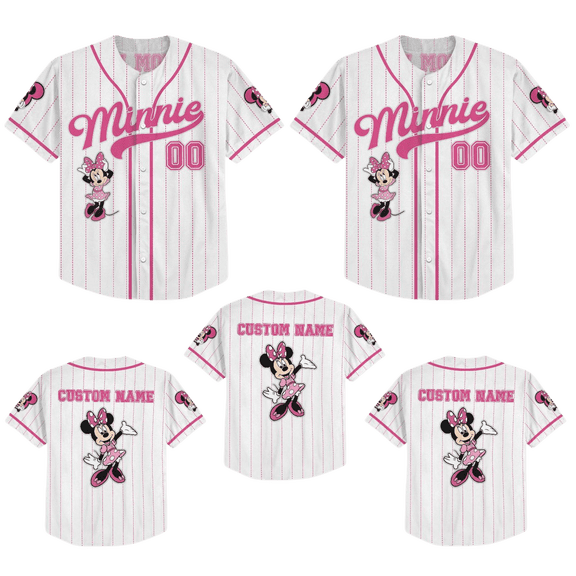Personalized Minnie Mouse Baseball Jersey, Disney Mouse Jersey Shirt, Disneyland Baseball Team, Magic Kingdom Shirt, Gift For Her
