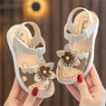 thumbnail image 2 of Vedolay Platform Sandals Girls Sandals, Open Toe Cute Bow Princess Girls Flats, Sparkly Summer Dress Shoes Sandals(White,3), 2 of 5