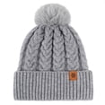 thumbnail image 2 of SYMOID Warm Winter Beanie for Women, Cable Knit Cuffed Hat with Faux Faux Fur Pom Pom Hats,Size Free Size, 2 of 6