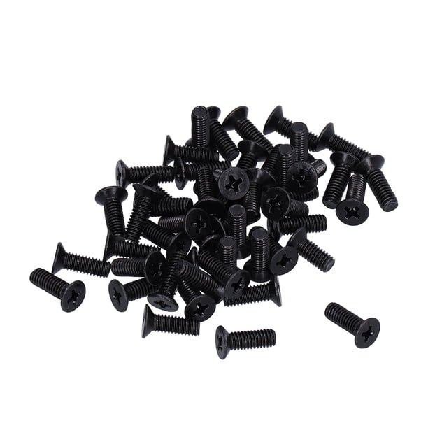 M Buder Tornillos de Cabeza Avellanada Cruzada M4x12 Acero A2-70 Galvanizado Negro 50 Piezas