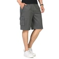 thumbnail image 1 of HIMONE Men Cargo Pants Cotton Drawstring Elastic Waist Casual Loose Plus Size Shorts for Summer, 1 of 4