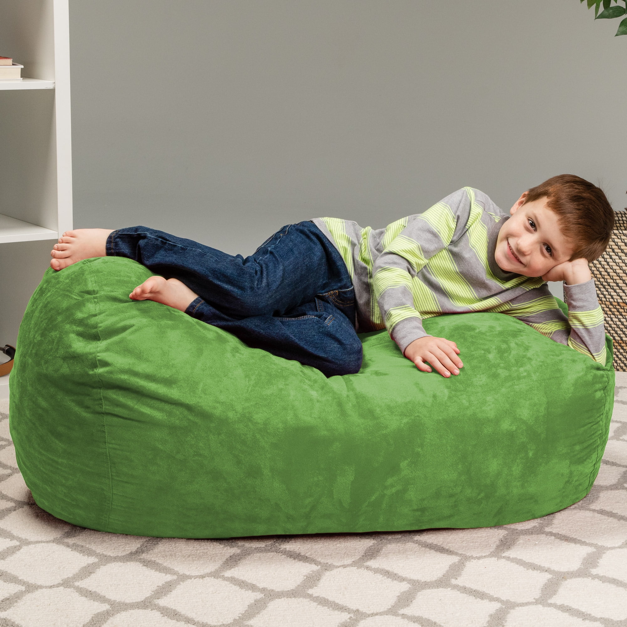 Chill Sack Bean Bag Chair, Memory Foam Lounger with Microsuede Cover, Kids, 2.5 ft, Lime
