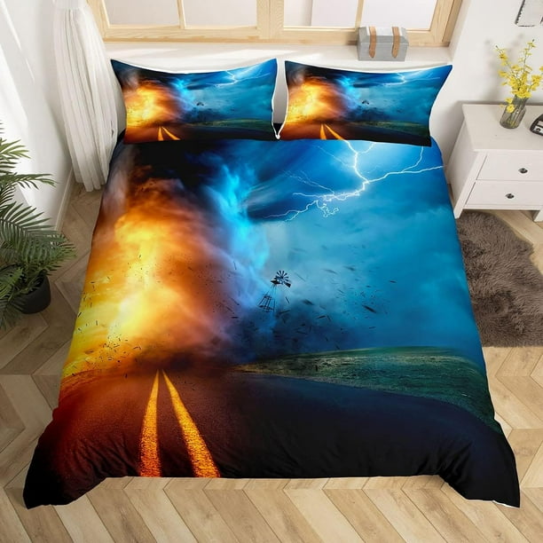 ENEN Juego De Funda Nórdica, Funda Nordica Para Niños Funda Nordica Con Funda De Almohada Cómodo Edredon Nordico Cama, 3D Edredón Nórdico (220x260cm,Degradado Rojo Anaranjado