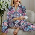 thumbnail image 6 of Pajama Sets for Women 2 Pcs, Mandala Boho Pattern Button Down Long Sleeve Sleepwear Lounge PJ Sets, 6 of 6