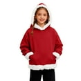 thumbnail image 3 of LYHaoo Soft Girls Pullover Hoodie With Front Pocket Cozy Fleece Sweatshirt For Kids Casual Wear And Outdoor Activities School Uniform Sweatshirts Sizes 12-13 Years(Red), 3 of 6