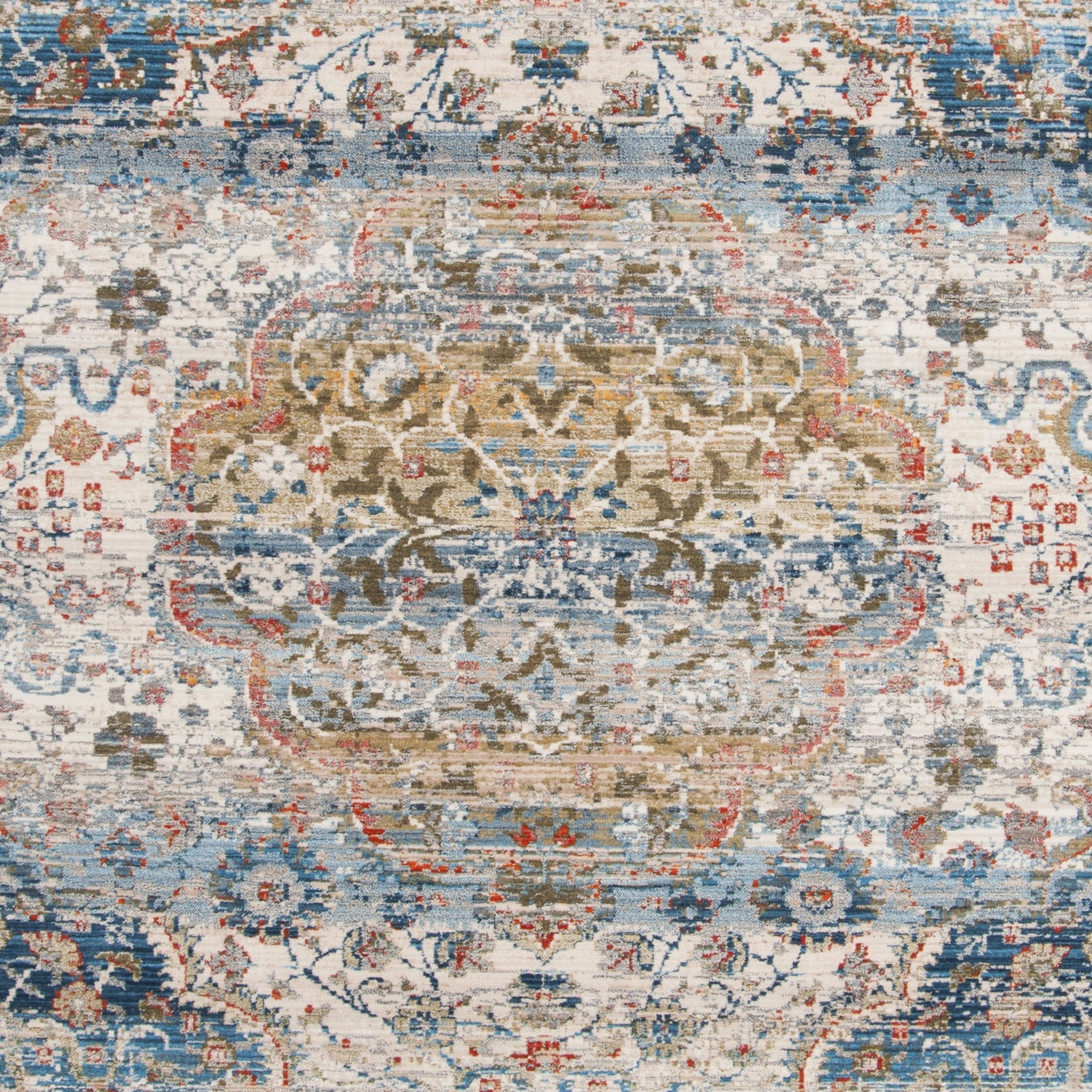 SAFAVIEH Vintage Persian Lucille Floral Bordered Polyester Area Rug, Beige/Blue, 9'x11'7"