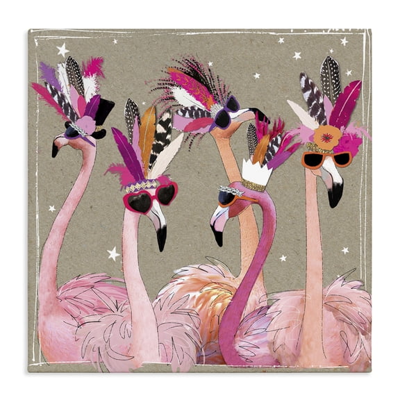 Stupell Industries Eclectic Fancy Pants Flamingos Canvas Art, 17 x 17, by Hammond Gower