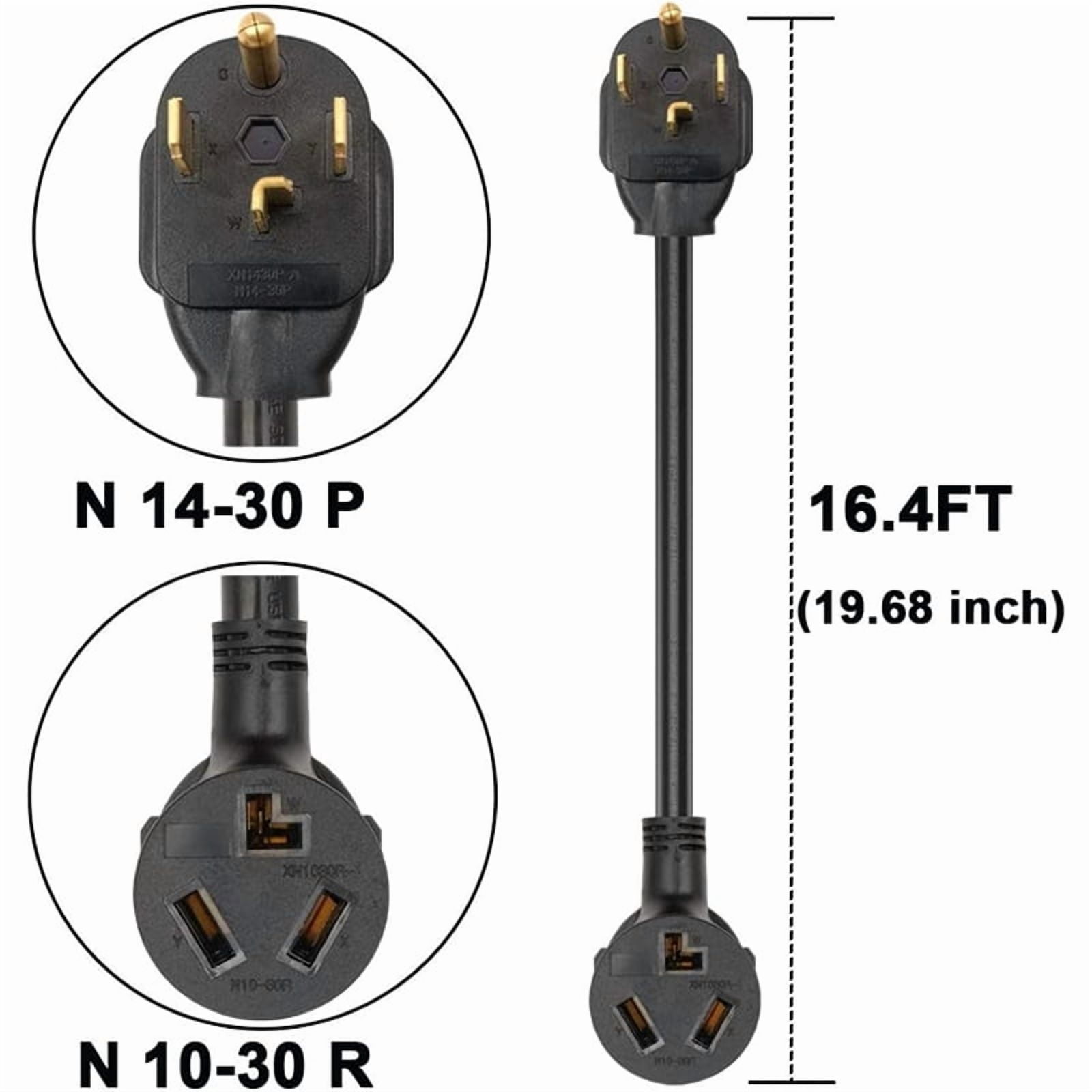 3Prong to 4 Prong Dryer Adapter,4 Prong to 3 Prong Dryer Adapter,NEMA 14-30P Male to 10-30R Female,Dryer Cord Adapter US