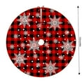thumbnail image 3 of Christmas Tree Skirt, 48 inches Red Buffalo Plaid Christmas Tree Mat, Rustic Xmas Decor (Snowflake), 3 of 4